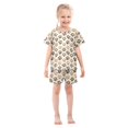 thumbnail image 4 of Summer Short Sleeve Pajama Sets Tile Paw Print Brown Black Patterns Sleepwear Nighty 95% Cotton (5-14Y), 4 of 7