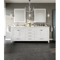 Eviva Aberdeen 84"W x 22"D White Double Sink Bathroom Vanity with White Carrara Quartz Vanity Top and Rectangular Undermount Sinks