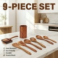 thumbnail image 2 of TEAFIRST 9 Pcs Wooden Utensils for Cooking Wooden Utensils for Kitchen, Heat Resistant, Non-Stick, 2 of 9