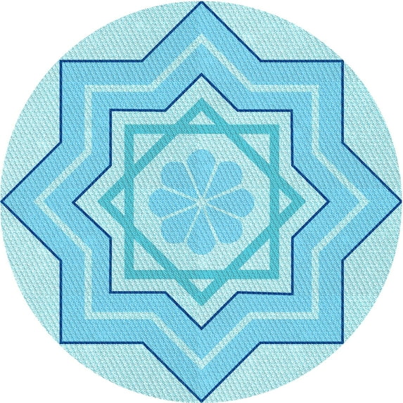 Ahgly Company Indoor Round Patterned Tron Blue Area Rugs, 8' Round