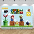thumbnail image 3 of Fondo de fiesta con texto personalizado, tema de Super Mario Bros, fondo de cumpleaños para niños, pancarta de fotos para baby shower, accesorios de decoración, póster, 3 of 5