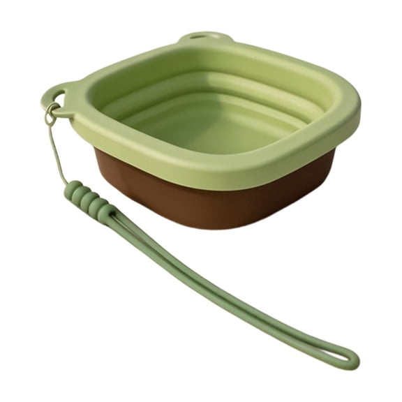 Qholemyo Silicone Foldable Pet Bowl Feeding Bowl Portable Pet Food Bowl With Hanging Rope For Small Pets Outdoor Use