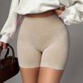 thumbnail image 4 of felwors Women's Impact Shorts High Waisted Scrunch Lifting Seamless Running Yoga Biker Shorts Beige for Size XL, 4 of 9