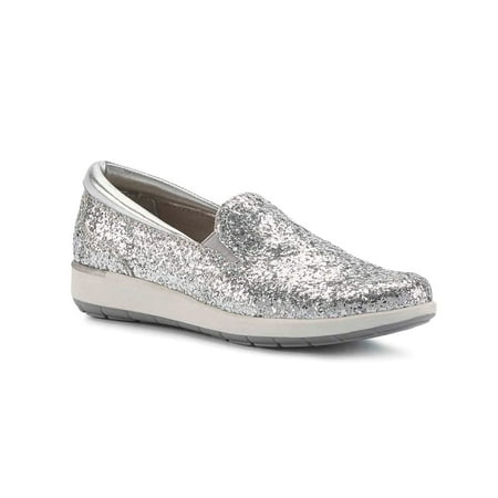 

WALKING CRADLES WC ORLEANS WOMEN CASUAL SNEAKER IN SILVER GLITTER FABRIC