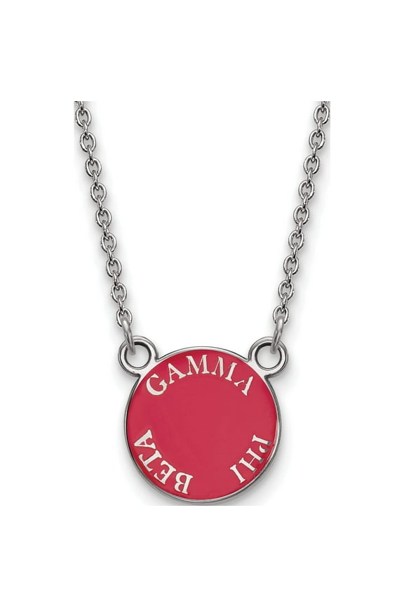 Sterling Silver Rh-Plated Logoart Gamma Phi Beta Sm Enl Pend With Necklace (18 X 12) Made In United States ss012gpb-18