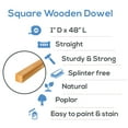 thumbnail image 4 of DIY Wooden Square Dowel Rod 1-inch x 48 Pack of 10 Hobby Wood Sticks for Crafts, Wood Trim & Architecture Model Making, by Woodpeckers, 4 of 7