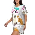 thumbnail image 2 of Daiia Pet Care Grooming Pattern Womens Pajama Sets Short Sleeve Pajamas for Women Sets Soft Lounge Sets Casual Round Neck Sleepwear PJS-X-Large, 2 of 7