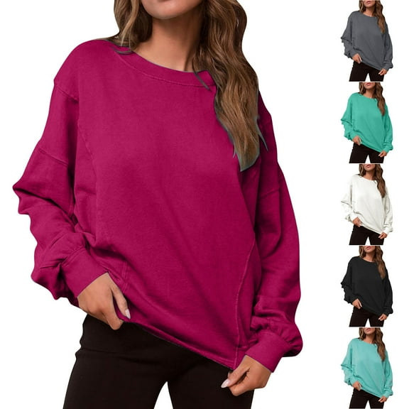 Xunlbb Sweatshirt for Women,Women's Fall Fashion Casual Long Sleeve Crewneck Sweatshirt Loose Fit Pullover Tops Fashion,S-2XL