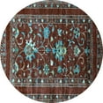 thumbnail image 1 of Ahgly Company Indoor Round Oriental Light Blue Industrial Area Rugs, 6' Round, 1 of 4