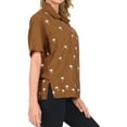 thumbnail image 2 of HAPPY BAY Women's Casual Blouse Shirt TShirts Short Sleeve Button Up Dress Tops Tee Shirts Hawaiian Blouses for Women S plus-size Tiny Palm, Autumn Brown, 2 of 5