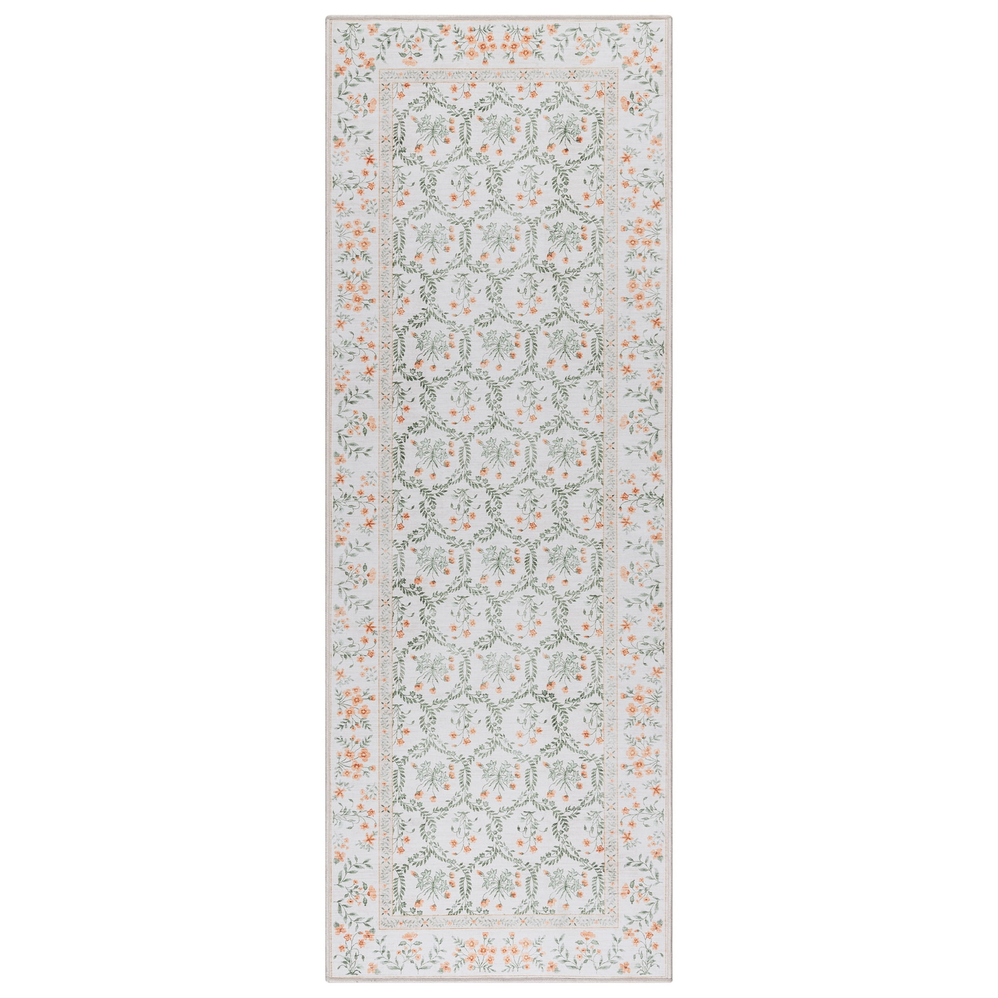 Crystal Print Vela Transitional Floral Ivory Area Rug, 2x6