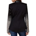 thumbnail image 3 of MKLEKYY Veste en Cuir pour Femmes Col Montant Dégradé Patchwork à Sequins Manches Longues Fête, 3 of 5
