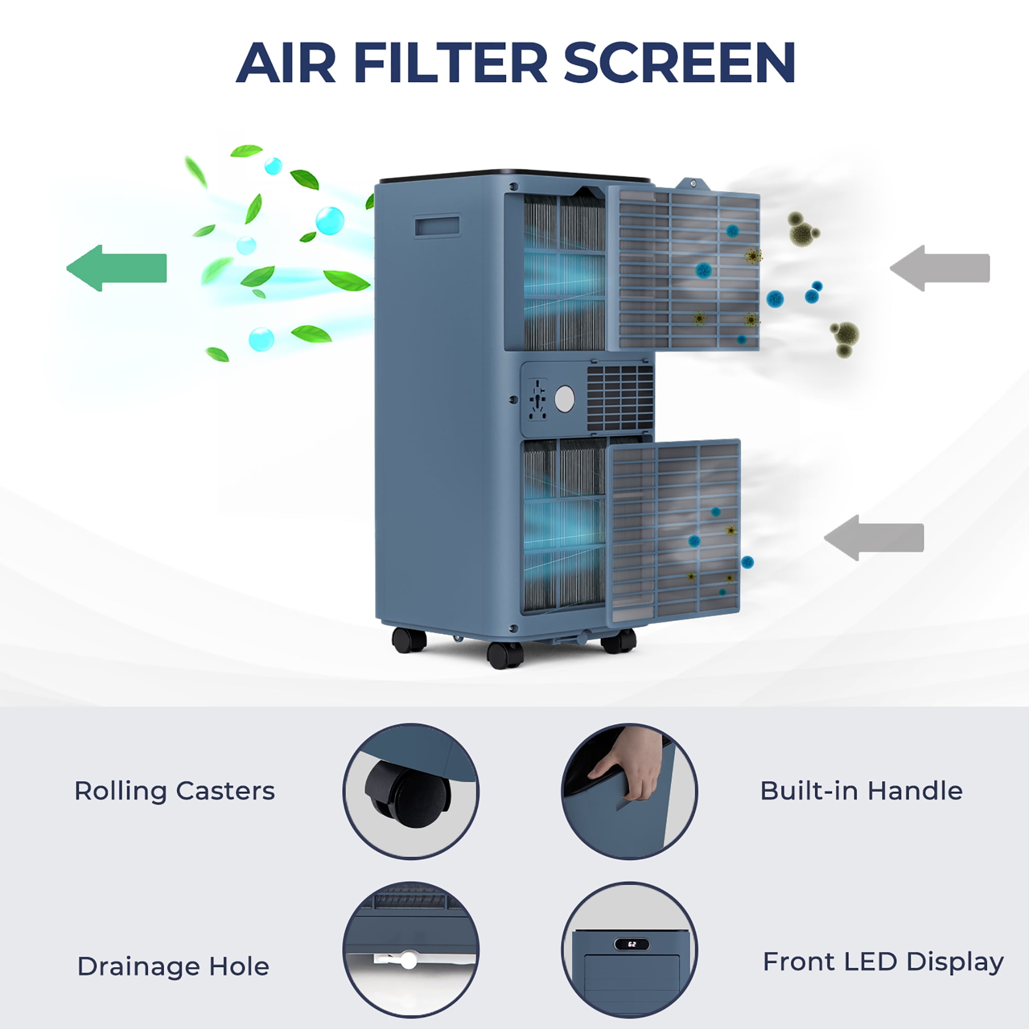 Costway 5000 BTU (8000 BTU ASHRAE) Portable Air Conditioner w/ Remote Control 3-in-1 Air Cooler w/ Drying