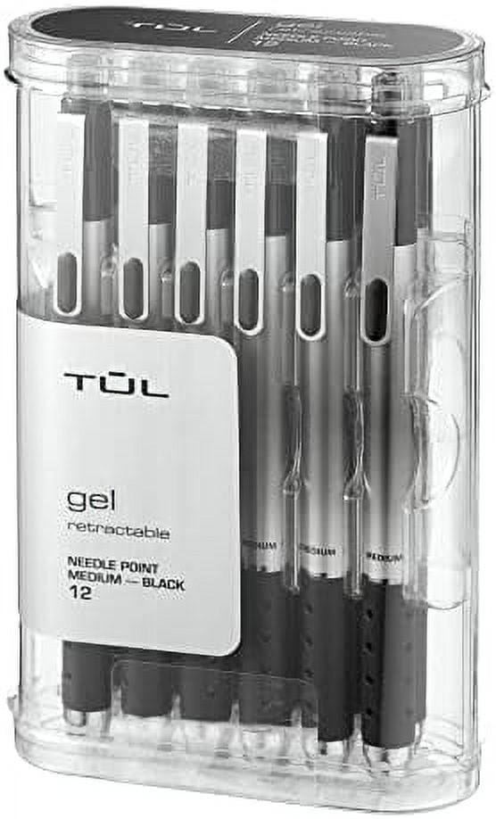 TUL GL1 Retractable Gel Pen, Needle Point, 0.7 mm, Gray Barrel, Black Ink, Pack Of 12
