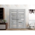 thumbnail image 5 of Slab Barn Door Panel 32 x 84 inches | Quadro 4445 Light Grey Oak with Frosted Glass | Sturdy Finished Interior Doors | Pocket Closet Sliding, 5 of 5