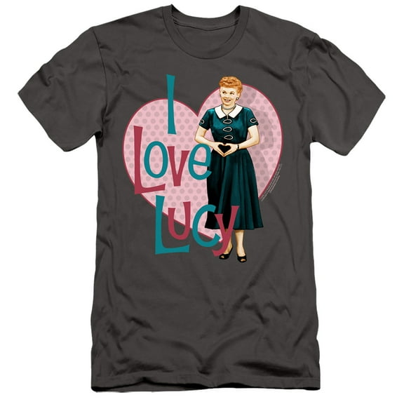 I Love Lucy Heart You S/S Adult 30/1 T-Shirt Charcoal