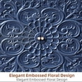 thumbnail image 5 of WIRRYTOR Retro Floral Embossed Bathroom Cabinet Wall Mounted, Kitchen Medicine Cabinet Storage Organizer with Open Shelf and Towel Bar, Blue, 5 of 10