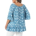 thumbnail image 4 of DARING DIVA Women's Plus Floral Half Sleeve Off Shoulder T Shirt Blouse 4X Blue, 4 of 6