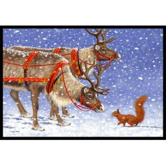 Carolines Treasures  Reindeer & Squirrel Indoor or Outdoor Mat, 24 x 36