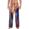 thumbnail image 2 of Goofa Rooster Oil Painting Printed Soft Pajama Pants for Men, Wide Leg Comfy Casual Lounge Yoga Pants-, 2 of 9