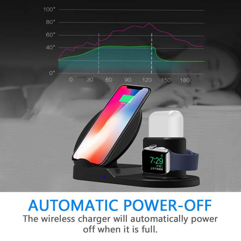 Wireless Charging Stand for Apple Watch Series 3/2/1, Charging stand for AirPods,3 in1 wireless charger stand for iPhone Xs/XS MAX/XR/X/8/8 Plus,Sumsung and all other QI-Enable Devices - image 5 of 8