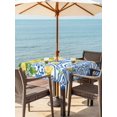 thumbnail image 3 of Outdoor Tablecloth with Umbrella Hole for Patio/Picnic/Party/Camping, Watercolor Lemons Weeping Waterproof Table Cloth Square Cover Washable, Summer Blue Floral (60"x 60"), 3 of 8