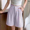 thumbnail image 4 of cfhntfmh Dress Shorts for Women Casual High Waisted Wide Leg Comfy Shorts Knee Length Summer Workwear Clothes with Pockets, 4 of 4