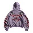 thumbnail image 7 of Men's Y2k Goth Graphic Zip Up Hoodies Long Sleeve Grunge Punk Graphic Print Streetwear Oversized Hooded Sweatshirt With Pocket W001-Purple S, 7 of 7