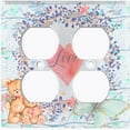 thumbnail image 2 of Metal Light Switch Wall Plate Outlet Cover (2 Teddy Bears With Love Heart Flower Balloon Flower Wreath Baby Blue - Double Duplex), 2 of 2