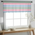 thumbnail image 2 of Pink Green Blue Stripe Valance Curtains for Kitchen/Living Room/Bathroom/Bedroom Window, Rod Pocket Small Topper Half Short Window Curtains Voile Sheer Scarf, Farmhouse Stripes Contemporary 54"x18", 2 of 8
