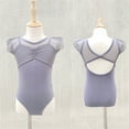 thumbnail image 2 of KyCheLot Girls Leotard Breathable Solid Color Mesh Wicking Comfy Short Sleeve Bodysuit Dance Outfits 2-15 Years, 2 of 4