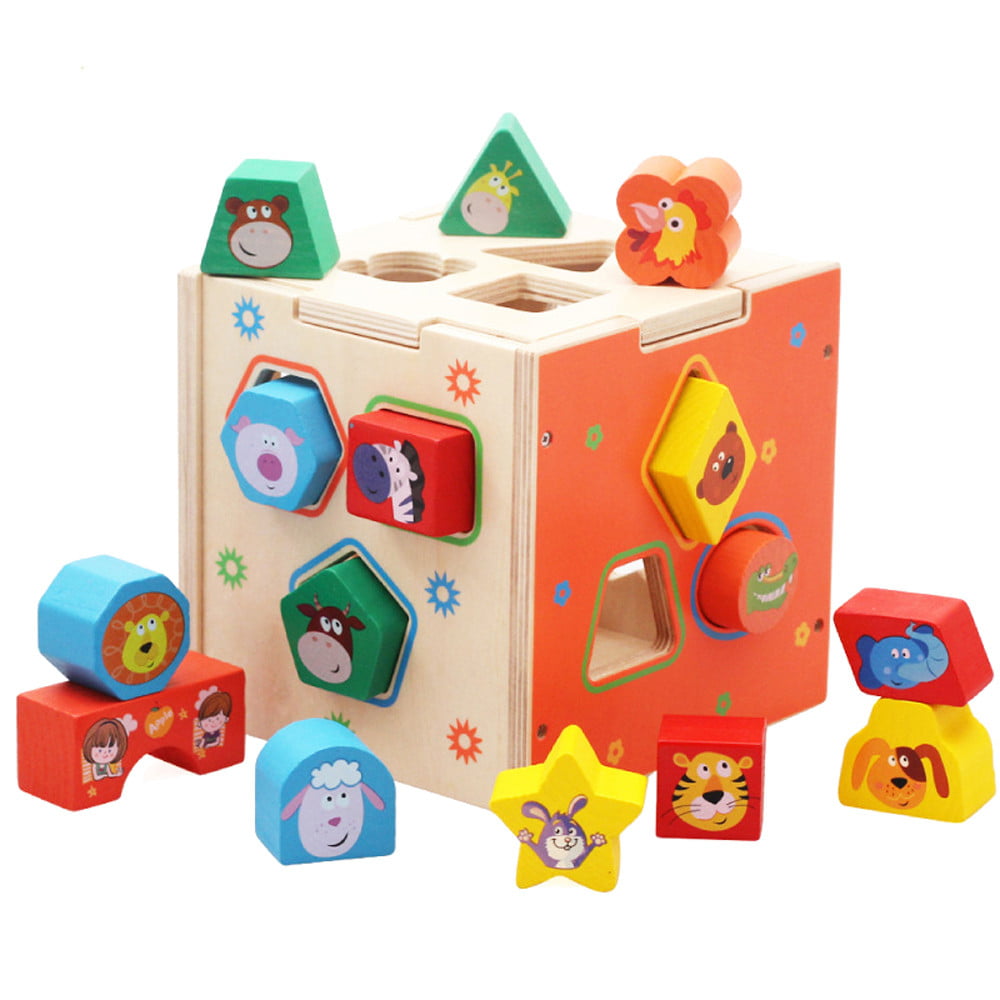 Wood Puzzles Children Box Educational Kids Game Learning Child Geometry Jigsaw E 