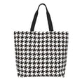 thumbnail image 2 of Bingfone Canvas Tote Bag for Women with Inner Pocket Aesthetic Cute Shopping Tote Bags Reusable Grocery Bags-Houndstooth Black And White, 2 of 9