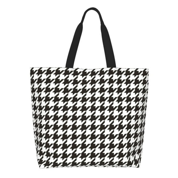 Rocae Houndstooth Black And White for Big Capacity Shoulder Bag with Pockets,Tote Bag for Women Handbag