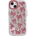 thumbnail image 1 of YWC-Compatible with iPhone 14 Plus Case Cute Mirror Bow Love Heart Pattern for Women Girls Ribbon Design Shockproof Silver Protective Phone Cover - Wine Red Bow, 1 of 4