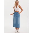 thumbnail image 7 of DARING DIVA Women's Denim Split Back Pockets Pencil Midi Jean Skirts Small Light Blue, 7 of 7