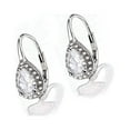 thumbnail image 4 of Sterling Silver Pear Omega Lever-back Halo Earring with crystals from Swarovski, 4 of 4