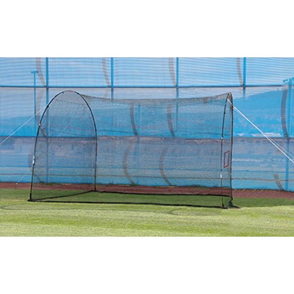 HEATER SPORTS HomeRun Baseball and Softball Batting Cage Net and Frame, With Built In Pitching Machine Square (Machine NOT Included) Home Run Batting Cage
