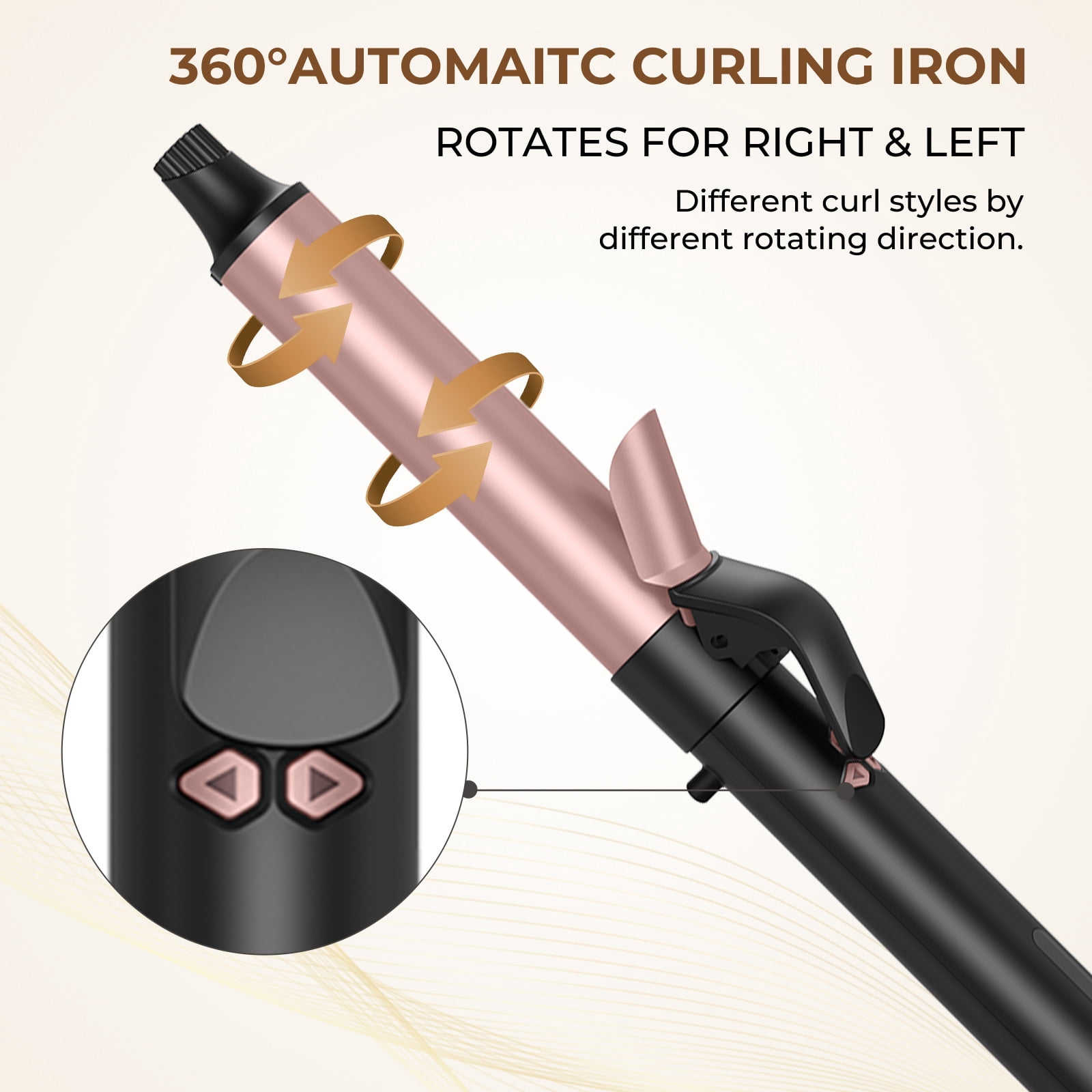 One-Click Automatic Hair Curler, Professional Rotating Curling Wand for Bouncy, Long-Lasting Curls, Anti-Scald Styling Tool with 4 Temperature Settings for All Hair Types