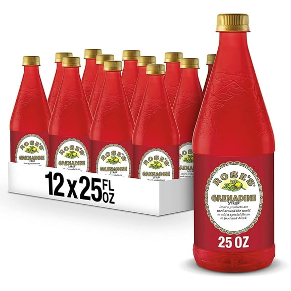 Rose's Grenadine, 1 L bottle (Pack of 12), Made with Pomegranate Flavor, Mixer to Add to Cocktails and Non-Alchoholic Drinks, Trusted by Bartenders