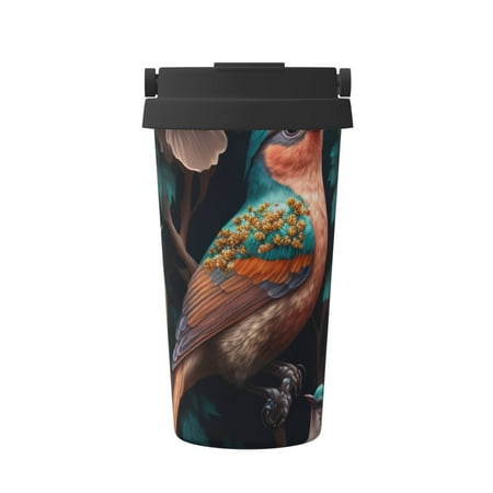 

KLL Colorful Rose Bird Pattern Stainless Steel Vacuum Insulated Tumbler - Carry Insulated Coffee Mug - Reusable Insulated Cold Brew Iced Coffee Cup Thermos