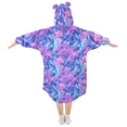 thumbnail image 2 of FORMRS Wearable Blanket Hoodie with Sleeves for Kids Cozy Flannel Sweatshirt, Purple Starfish Pattern, 2 of 7