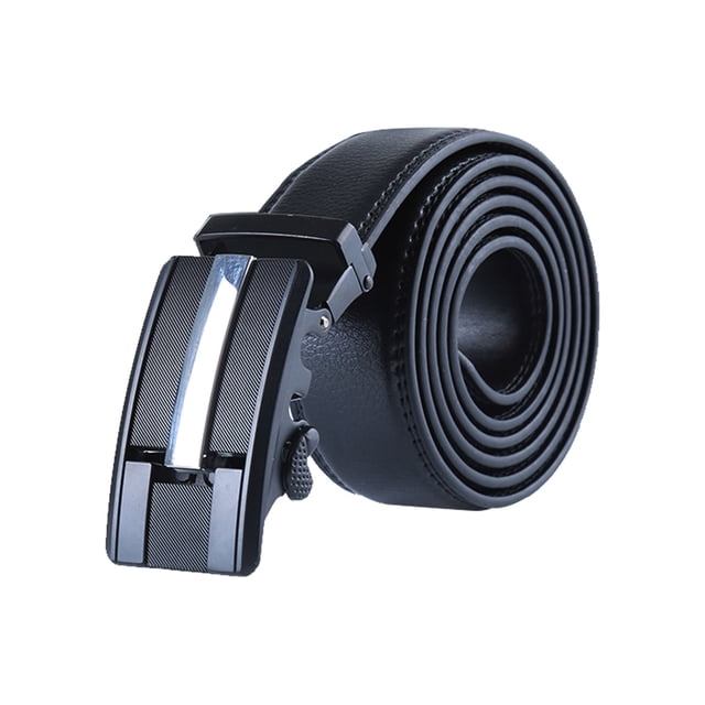 Cinturón de ratchet sin agujeros con hebilla automática de aleación para hombres INSPIRE CHIC Negro 125cm/37 - 43 1/2 pulgadas
