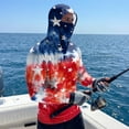 thumbnail image 6 of UPF 50+ Fishing Shirts for Men Patriotic American Flag Red White Blue Star Stripes 4th of July Sun Protection Patriotic Hoodie Outdoor Fishing Gear for Hiking Running, 6 of 6
