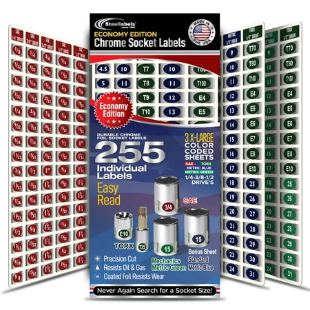Ultimate Economy Adhesive Chrome Socket Labels by Steellabels