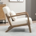 thumbnail image 5 of PORKISS Modern Arm Chair Velvet Fabric Upholstered Comfy Reading Accent Chair with Solid Wood Frame and Pillow, Armchair Comfort Club Chair Lounge Chair for Living Room Bedroom Sunroom, White #1, 5 of 8