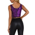 thumbnail image 3 of INSPIRE CHIC Women's Metallic Sequin Crop Top Sparkle Glitter Sleeveless Party Club Tank Top XS Purple, 3 of 6