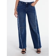 Madden NYC Womens Wide Leg Ankle Jeans with Frayed Seam, 26 Inseam, Sizes 00-18