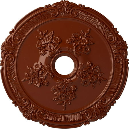 Ekena Millwork 26"OD x 3 3/4"ID x 1 1/2"P Attica with Rose Ceiling Medallion (Fits Canopies up to 4 1/2"), Hand-Painted Firebrick
