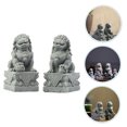 thumbnail image 4 of OUNONA 2pcs Mini Lion Statue Grey Stone Resin Feng Shui Good Fortune Symbol, 4 of 8